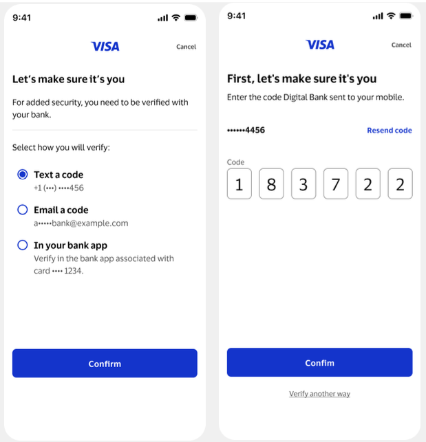 Visa Two-Factor Authentication Flow