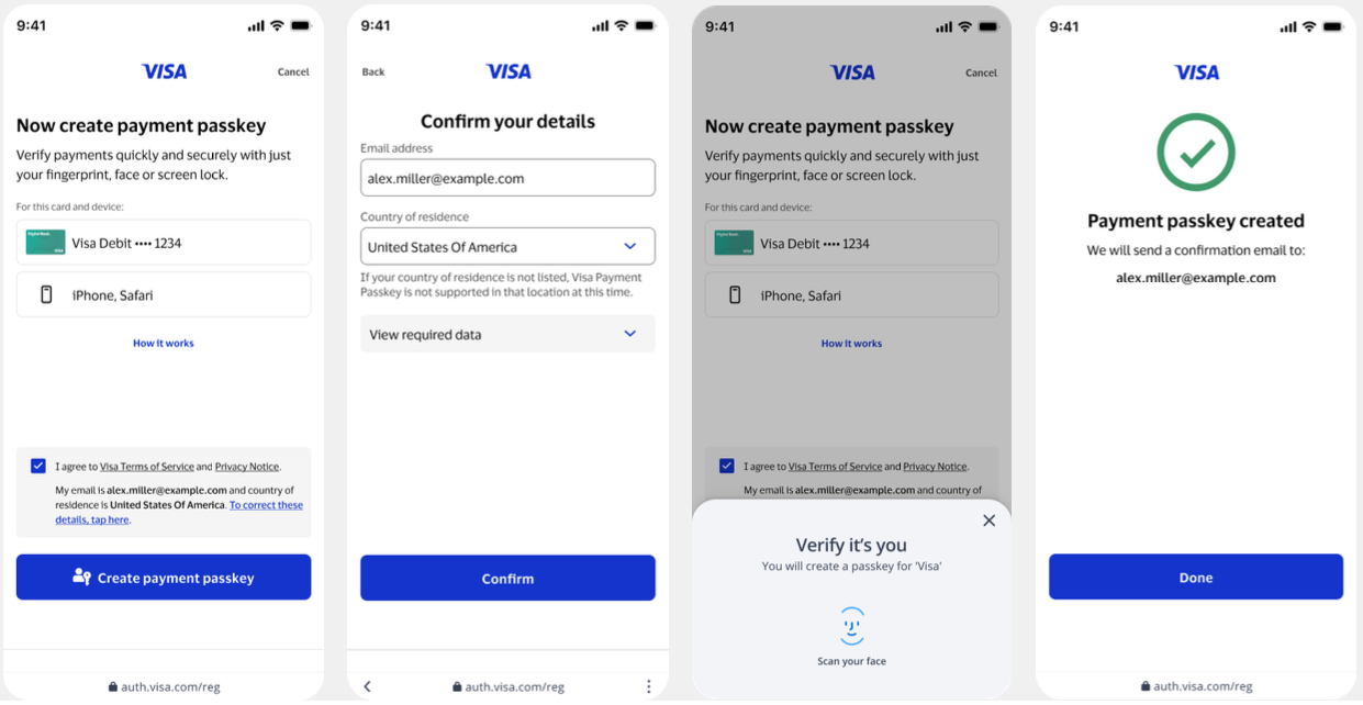 Visa Passkey Setup Flow
